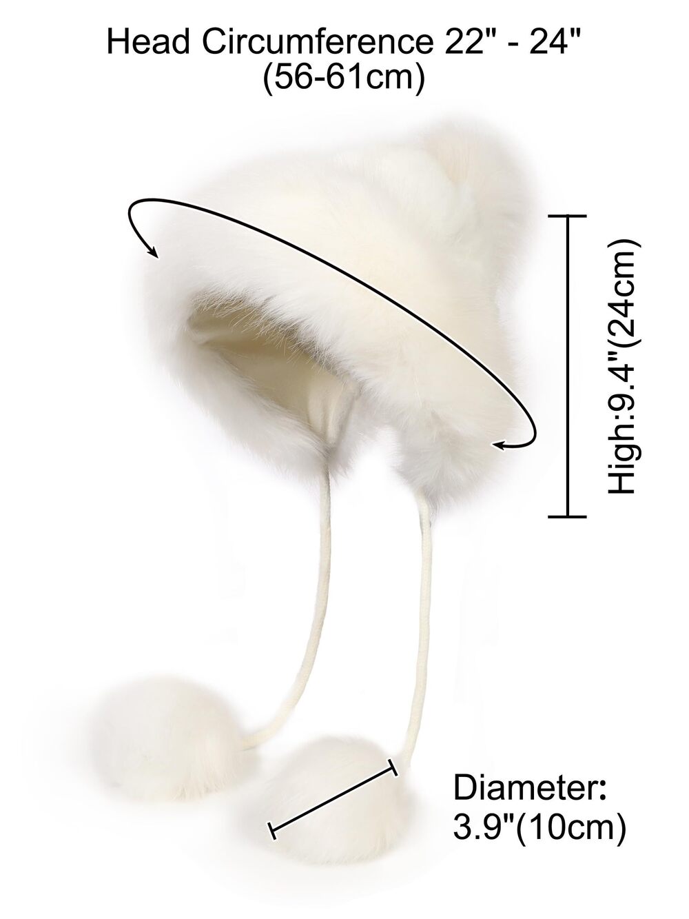 6520 Faux Fox Fur Pom Pom Hat and Hand Muffs 2pc Set - Picture 5 of 9